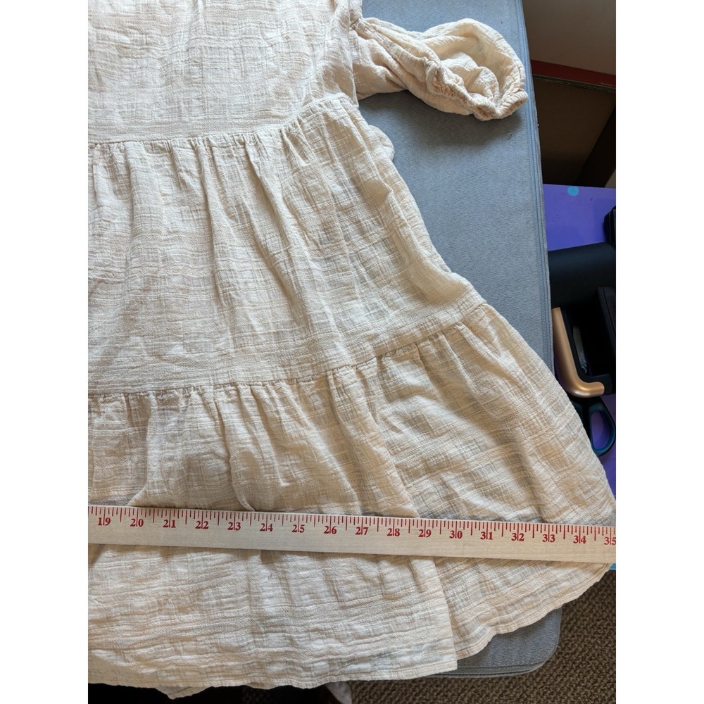 Evereve Tiered Carly Midi Dress M Puff Sleeve Cotton Cottage Milkmaid Coquette - Picture 9 of 10